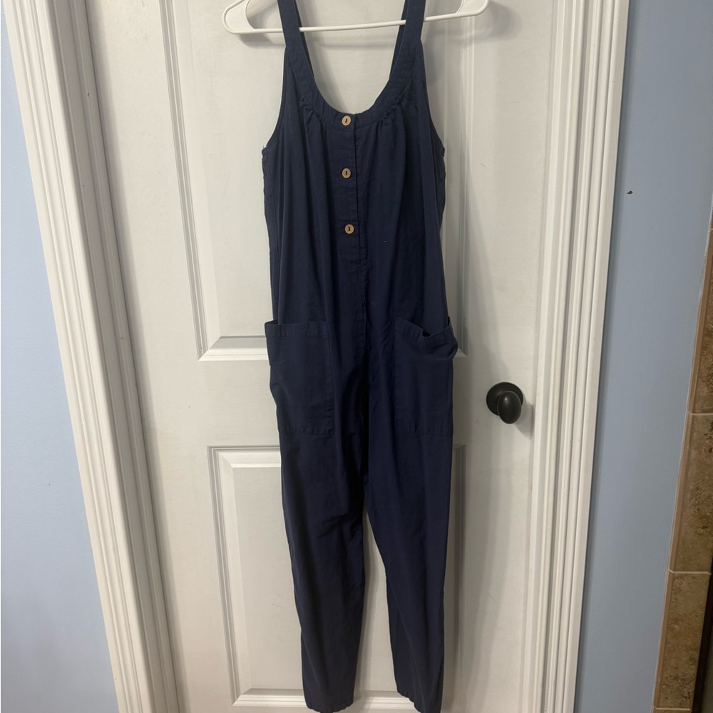 Navy Blue Jumpsuit with Button Details